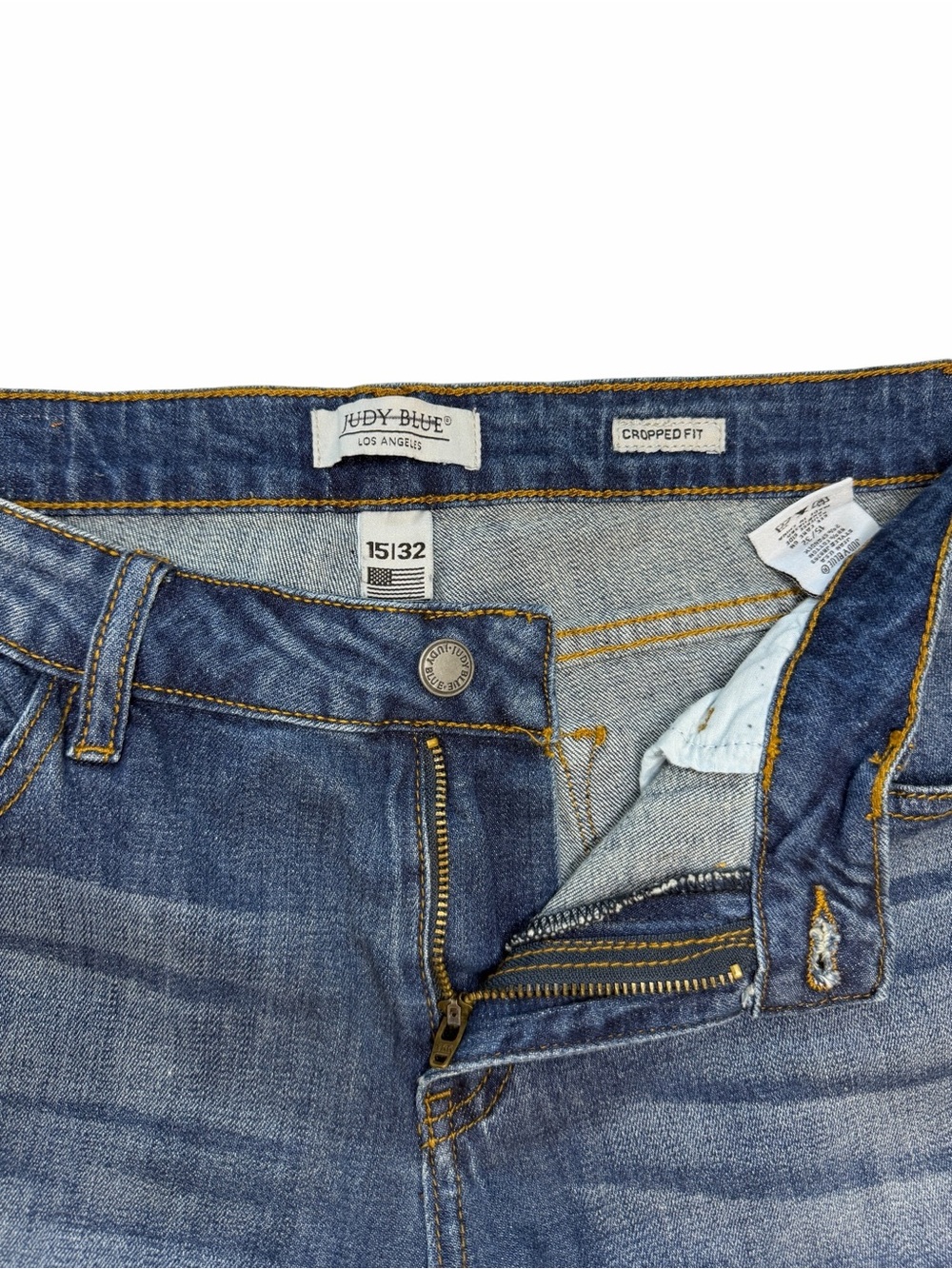 Judy Blue Distressed Blue Fringe-Hem Cropped Jeans - Picture 3 of 5
